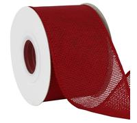 Uiopa Red Burlap Ribbon 75mm x 18.2m Hessian Wired Ribbon Rustic Jute Ribbons for Wreaths, Bow Making, Gift Wrapping, Home Decor, DIY Crafts
