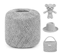 Uiopa Silver Glitter Yarn 2mm x 120m Sparkle Crochet Macrame Yarn Metallic Polyester Cord for Bags, Baskets, Hats, Amigurumi, Home Decor, DIY Crafts