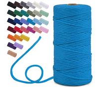 Uiopa Single Strand Macrame Cord 3mm x 100m, Macrame Yarn Thick Thread Natural Cotton Cord, Coloured Craft String for DIY Crafts, Wall Hanging, Plant Hanger, Tassels (Lake Blue)