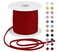 Uiopa Thin Velvet Ribbon 3mm x 45m Single Face Vintage Velvet Red Ribbon for Gift Wrapping, Flower Bouquets, Invitations, Ornaments, Home Decor, DIY Crafts