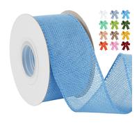 Uiopa Turquoise Blue Burlap Ribbon 50mm x 18.2m Hessian Wired Ribbon Rustic Jute Ribbons for Wreaths, Bow Making, Gift Wrapping, Home Decor, DIY Crafts
