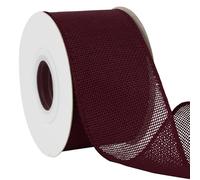 Uiopa Wine Red Burlap Ribbon 63mm x 18.2m Hessian Wired Ribbon Rustic Jute Ribbons for Wreaths, Bow Making, Gift Wrapping, Home Decor, DIY Crafts
