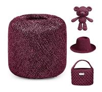 Uiopa Wine Red Glitter Yarn 2mm x 120m Sparkle Crochet Macrame Yarn Metallic Polyester Cord for Bags, Baskets, Hats, Amigurumi, Home Decor, DIY Crafts