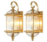 UIOPPOI 18.5" Brass Outdoor Wall Light European Style Glass Wall Sconce Gold IP65 Waterproof Wall Mounted Lamp Exterior Wall Sconce Lighting for Porch Garden Garage Front Door Patio Balcony