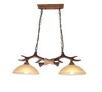 UIOPPOI 2 Lamps Deer Antler Chandelier, Antler Resin Pendant Ceiling Light, Rustic Retro Double Resin Antler Antler Chandelier Lighting for Farmhouse Kitchen Island