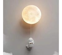 UIOPPOI LED Moon Wall Light Kids Room Nursery Astronaut Wall Sconce Nordic Modern Kids Wall Lamp Hardwired Bedroom Wall Lighting Fixture for Children Bedside Girl Boy Room Hallway Office