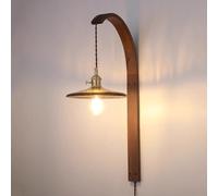 UIOPPOI Mid Century Wall Sconce Plug in Wood Farmhouse Wall Mount Light Fixture White Ceramics Glass Rustic Wall Lamp Nordic Vintage Hanging Wall Lighting for Bedroom Living Room Bedside