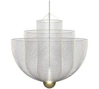 UIOPPOI Modern Metal Iron Mesh 1-Light Industrial Chandelier ith 3 Layer Golden Finish,Simple During Lighting with Warm White Led Indoor Ceiling Light-Chrome 60cm