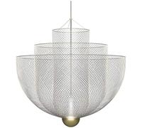 UIOPPOI Modern Metal Iron Mesh 1-Light Industrial Chandelier ith 3 Layer Golden Finish,Simple During Lighting with Warm White Led Indoor Ceiling Light-Chrome 45cm