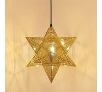 UIOPPOI Moravian Star Pendant Light Ceiling Hanging Drop Lighting Fixture for Kitchen Island Living Room Bedroom Hallway Gloden Finish Light Shade (35CM Pendant Light) Change for the better