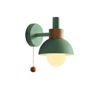 UIOPPOI Nordic Style Modern Wall Light Creative Wall Sconces with Pull Chain Switch Metal Shade Bedside Wall Lamp for Bedroom Living Room Bathroom Vanity(Green), SA1208