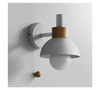 UIOPPOI Nordic Style Modern Wall Light Creative Wall Sconces with Pull Chain Switch Metal Shade Bedside Wall Lamp for Bedroom Living Room Bathroom Vanity(White)