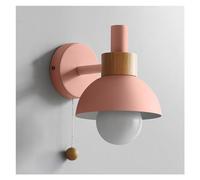 UIOPPOI Nordic Style Modern Wall Light Creative Wall Sconces with Pull Chain Switch Metal Shade Bedside Wall Lamp for Bedroom Living Room Bathroom Vanity(Pink)
