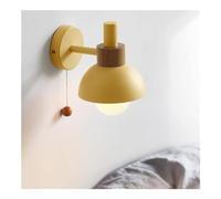 UIOPPOI Nordic Style Modern Wall Light Creative Wall Sconces with Pull Chain Switch Metal Shade Bedside Wall Lamp for Bedroom Living Room Bathroom Vanity(Yellow)