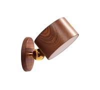 UIOPPOI Wooden LED Wall Sconce, Rechargeable Wall Lights Magnetic Led Night Light,360° Rotatable Dimmable Wall Lights for Reading Study Bedside,Brown
