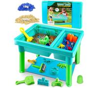 Uiopy Sandbox Kit Sand Table : Sand Playset Bin with Lid Toys Toddler Dinosaur/Ocean Molds Sets Enhance Creativity & Exploration Skills - Outdoor Indoor Sensory Activity Gift for Small Kid Ages 3-5