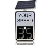 UioQrintan 24"x35" Solar Powered Radar Speed Limit Sign, LED Traffic Feedback Display, Remote Control Speed Warning Board, Radar Speed Signs for Road Safety