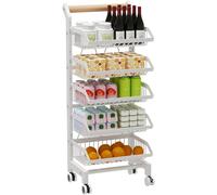 UioQrintan 5-Tier Kitchen Trolley, Movable Storage Rack with Wheels, Large Capacity Multi-layer Organizer for Supermarket, Fruit, Vegetable Display
