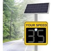 UioQrintan Solar Powered LED Radar Speed Limit Sign, 20"x35" Traffic Speed Measurement, 300m Range, 4-Road Coverage, 50x70cm ge Display