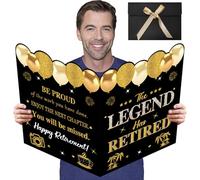Uiorgui Retirement Card for Man Woman, Black Gold Large Retirement Card for Signing Jumbo The Legend Has Retired Guest Book Greeting Card with Envelope Retired Decorations Gift
