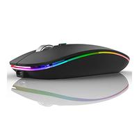 Uiosmuph Bluetooth Mouse, 2.4G & Bluetooth Wireless Mouse for Laptop, Slim Rechargeable Mice Ergonomic Portable Optical Mouse for Notebook/PC/Computer/MacOS/Android (Matte Black)