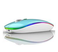 Uiosmuph Bluetooth Mouse, Rechargeable Wireless Mouse for Laptop - Blue | Tri-mode BT5.1/5.0+2.4G, LED, Silent click, 1600DPI, USB Receiver, Type C Adapter, for Mac/iPad/Chromebook, Compact, Portable