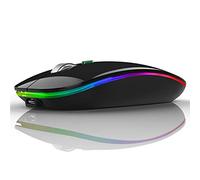 Uiosmuph G12 Wireless Mouse for Laptop, Rechargeable Mice, Silent - Black | LED Light, Quiet Click, Cordless, USB Receiver, Type C Adapter, 3-level DPI, Portable for Travel, Compact, for Mac/Chromebook