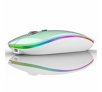Uiosmuph G12 Wireless Mouse for Laptop, Rechargeable Mice, Silent - Mint | LED Light, Quiet Click, Cordless, USB Receiver, Type C Adapter, 3-level DPI, Portable for Travel, Compact, for Mac/Chromebook