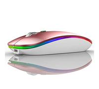 Uiosmuph G12 Wireless Mouse for Laptop, Rechargeable Mice, Silent-Rose Gold | LED Light, Quiet Click, Cordless, USB Receiver, Type C Adapter, 3-level DPI, Portable for Travel, Compact, for Mac/Chromebook
