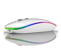 Uiosmuph G12 Wireless Mouse for Laptop, Rechargeable Mice, Silent - White | LED Light, Quiet Click, Cordless, USB Receiver, Type C Adapter, 3-level DPI, Portable for Travel, Compact, for Mac/Chromebook