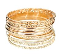 UIPK Gold Bangle Bracelet Set for Women Open Metal Wire Bangle Indian Bohemia Bracelet Set, Geometric Sets Versatile, Gift for Birthdays Holidays Special Occasions (Style 1)