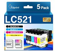 Uiprint LC521 LC521XL Ink Cartridges Replacement for Brother LC 521 LC521VAL for DCP-J1260DW DCP-J1310DW DCP-J1313DW DCP-J1360DW DCP-J1460DW (5-Pack)