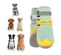 UIQELYS 2-Pack Dog Boots for Hot Pavement, Breathable Mesh Summer Dog Shoes, Perfect for Mixed Sizing (Front/Back Paws), Hi-vis Double Straps Non-Slip Paw Protectors (Mint Geen (Set of 2), #3)