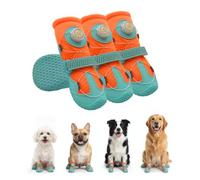 UIQELYS Dog Boots for Summer Hot Pavement, Breathable Mesh Dog Shoes with, Anti-Slip Paw Protectors That Stay On for Small Medium Large Dogs, Hiking & Indoor (Vibrant Orange (4pcs), #5)