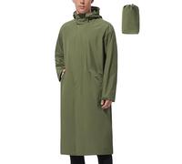 UIQUR Men's Long Rain Jacket Windbreaker Waterproof Lightweight Packable Running Hiking Cycling Golf Rain Coat with Hood, Army Green, XXL