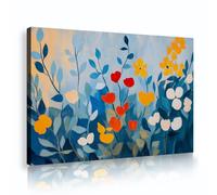 UIRINGART Abstract Floral Blue Canvas Wall Art Blooming Flowers Painting Modern Nature Pictures Artwork Prints Posters for Bedroom Home Decor 30x45cm Innerframe