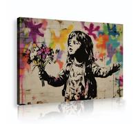 UIRINGART Aesthetic Design Canvas Wall Art Girl Floral Graffiti Colorful Street Modern Urban Poster Print Artwork for Classroom Home Office Decor 50x80cm Innerframe