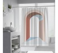 UIRINGART Architecture Shower Curtains W100xL180cm Abstract Geometric Arch Doorway Tunnel Stair Blue Brown Print Mildew Mould Resistant Fabric Bathroom Curtain