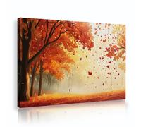UIRINGART Autumn Forest Canvas Wall Art Fall Leaves Pictures Artwork Prints Rustic Nature Scenery Posters Painting Mural for Living Room Home Decor 60x90cm