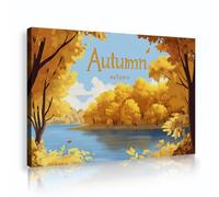 UIRINGART Autumn Landscape Canvas Wall Art Golden Trees River Scenery Artwork Print Modern Mural Painting Posters for Bedroom Office Living Room Decor 50x80cm