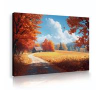 UIRINGART Autumn Landscape Canvas Wall Art Rustic Country Path Artwork Pictures Fall Scenery Prints Mural Forest Posters Painting for Office Decor 70x110cm