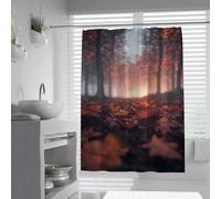 UIRINGART Autumn Washable Shower Curtains W90xL180cm Fall Forest Maple Leaves Red Tree Nature Scene Pattern Waterproof Bath Curtain for Wet Rooms with Hooks