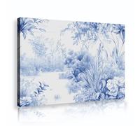 UIRINGART Blue Floral Mural Canvas Wall Art Classic Jungle Landscape Botanical Artwork Prints Modern Posters Painting for Hospital Restroom Decor 45x70cm Innerframe