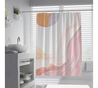 UIRINGART Boho Shower Curtain W180xL200cm Abstract Waves Fluid Lines Art Mildew Resistant Quick Drying Polyester Fabric Lightweight Bathroom Wet Room Tub