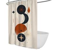 UIRINGART Boho Shower Curtains W180xL220cm Abstract Mystic Moon Star Diamond Stripe Terracotta Art Pattern Mildew Mould Resistant Polyester Fabric Home Bathroom Decor