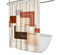 UIRINGART Contemporary Shower Curtain W180xL200cm Terracotta Squares Dark Brown Blocks with Rustproof Grommets Mould Proof Easy To Clean Polyester Bathroom Wet Room Tub