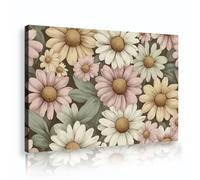 UIRINGART Daisy Floral Canvas Wall Art Botanical Pictures Artwork Prints Rustic Vintage Flower Poster Painting Print for Bedroom Study Room Decor 40x60cm Innerframe