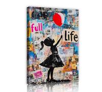 UIRINGART Graffiti Girl Balloon Canvas Wall Art Colorful Modern Street Style Pictures Artwork Posters Prints Home for Living Room Bedroom Decor 40x60cm Innerframe