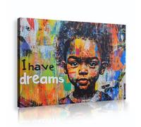 UIRINGART Inspirational Quote Colorful Graffiti Murals Canvas Artwork Abstract African Boy Portrait Posters Painting for Living Room Home Decor 35x55cm Innerframe