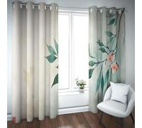 UIRINGART Light Luxury Blackout Curtains Watercolor Theme Pink Peach Blossom Branches Insulated Window Drapes for Basement Cafe 2 Panels B168xH214cm
